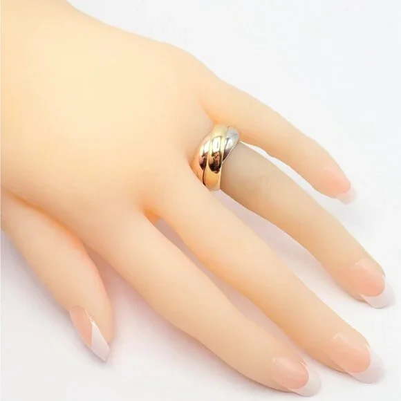 Authentic! Cartier Trinity 18k TriColor Gold Wide Band Ring + Papers sz 55 7.25 - Picture 4 of 10